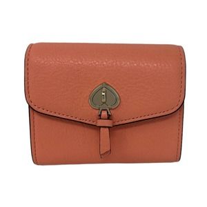 Kate Spade Marti Pebbled Leather Small Flap Wallet Clutch Melon Ball K6026 $159